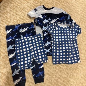 Kids Shark and Checkered Pajama Set - Blue
